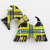 Brooch, Scottie Dog, Cornish Tartan